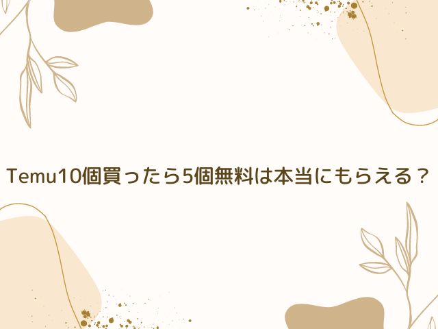 Temu　10個買ったら5個無料