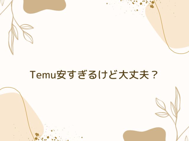 Temu 安すぎる　大丈夫