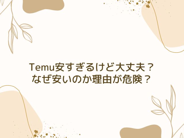 Temu 安すぎる　大丈夫