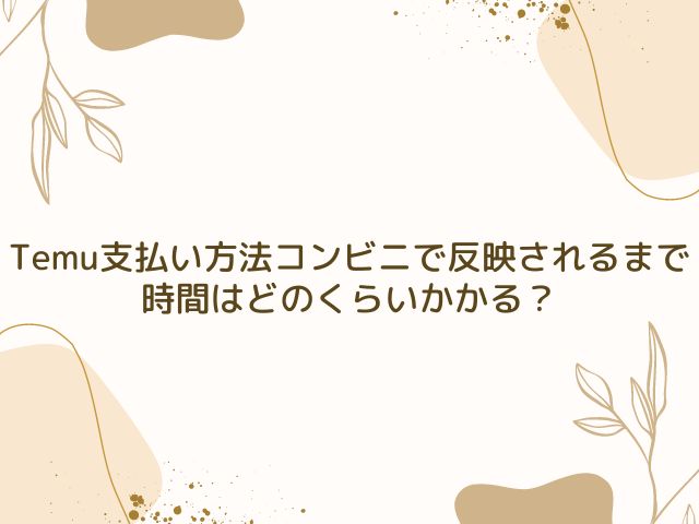 temu 支払い方法　コンビニ　反映されない