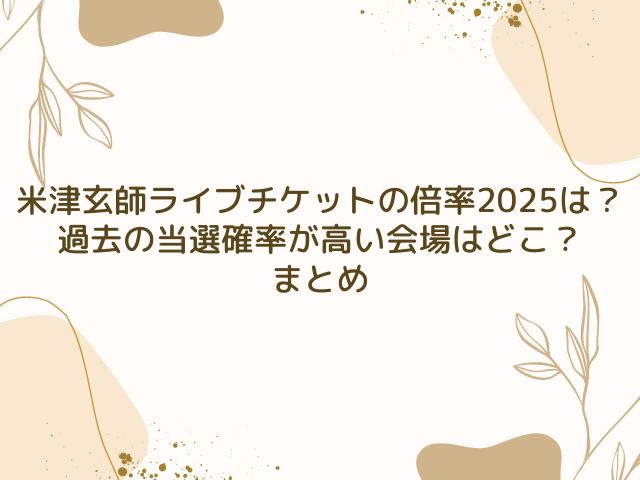 米津玄師　ライブチケット　倍率　2025