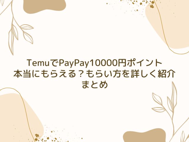 Temu　PayPay　10000円