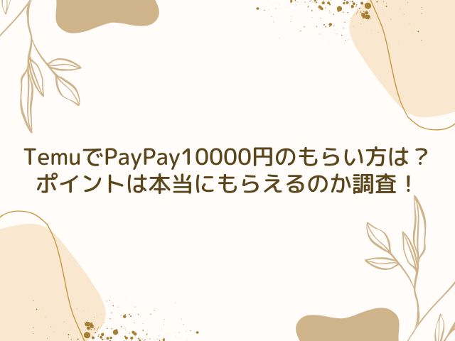 Temu　PayPay　10000円　もらい方